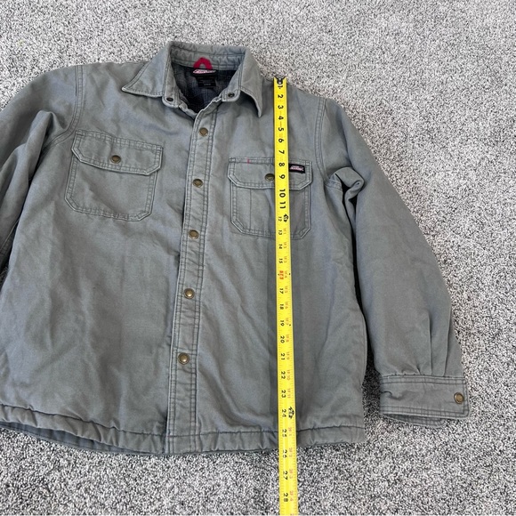 Dickies Jacket Canvas Work Chore Flannel Lined Snap Button Grey Cotton Men’s M - Picture 4 of 11
